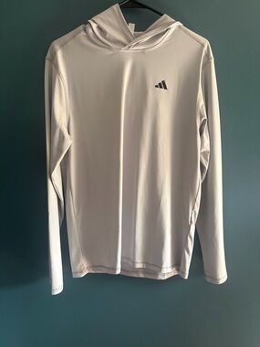 Adidas Light Gray Long Sleeve Hooded Performance Top